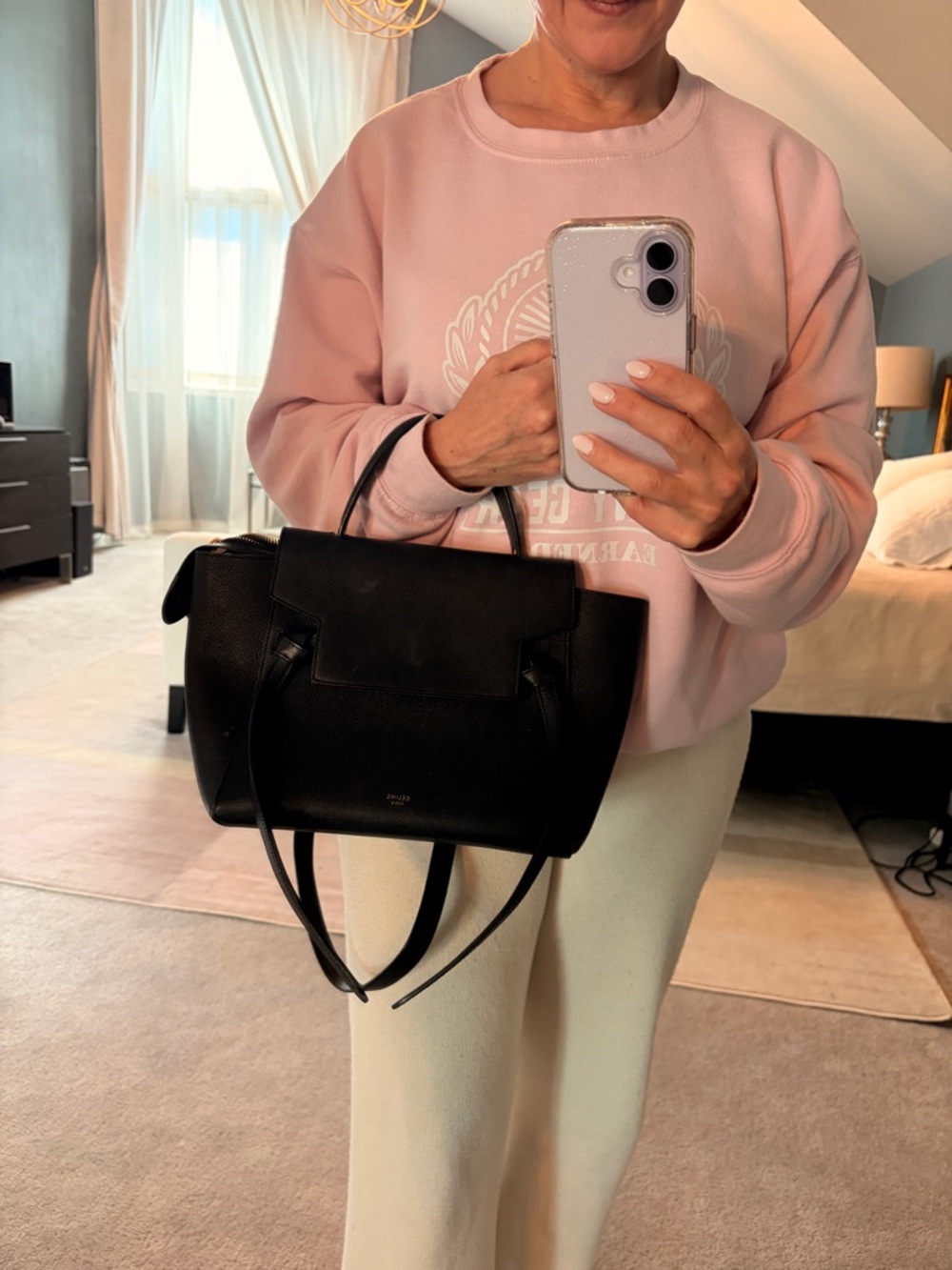 Celine Micro Belt Bag Blk Leather Satchel with Top Handle - Picture 11 of 11